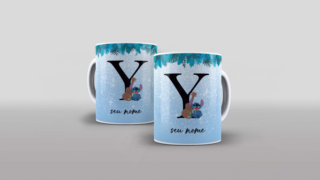 ARTE PARA CANECA  - ALFABETO - STITCH - LETRA Y-1138
