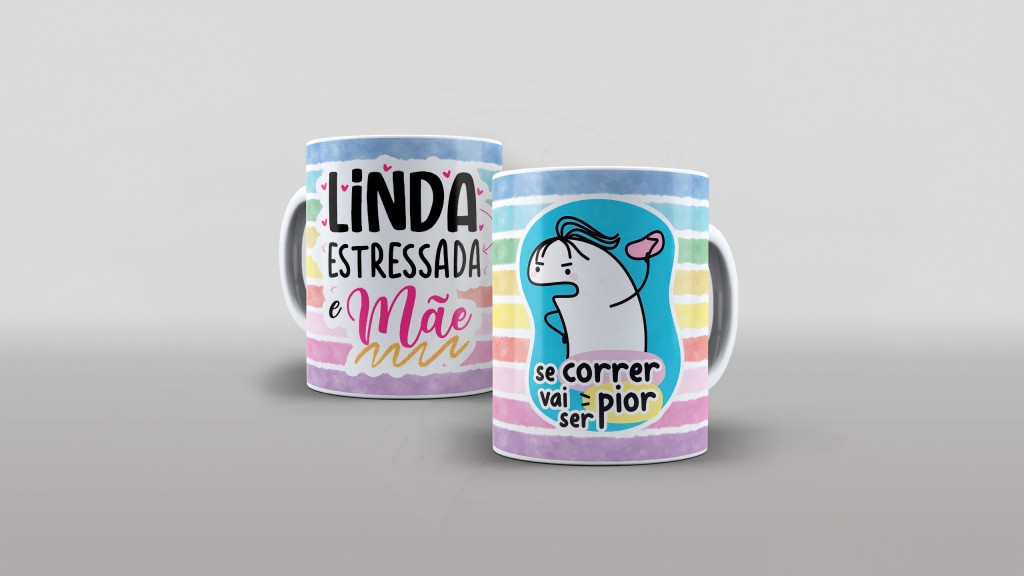ARTE LINDA ESTRESSADA E MÃE - ESTAMPA PARA CANECA-1963