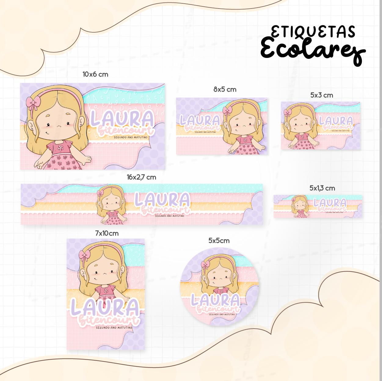 Arte etiquetas escolares Menina Loira-7959