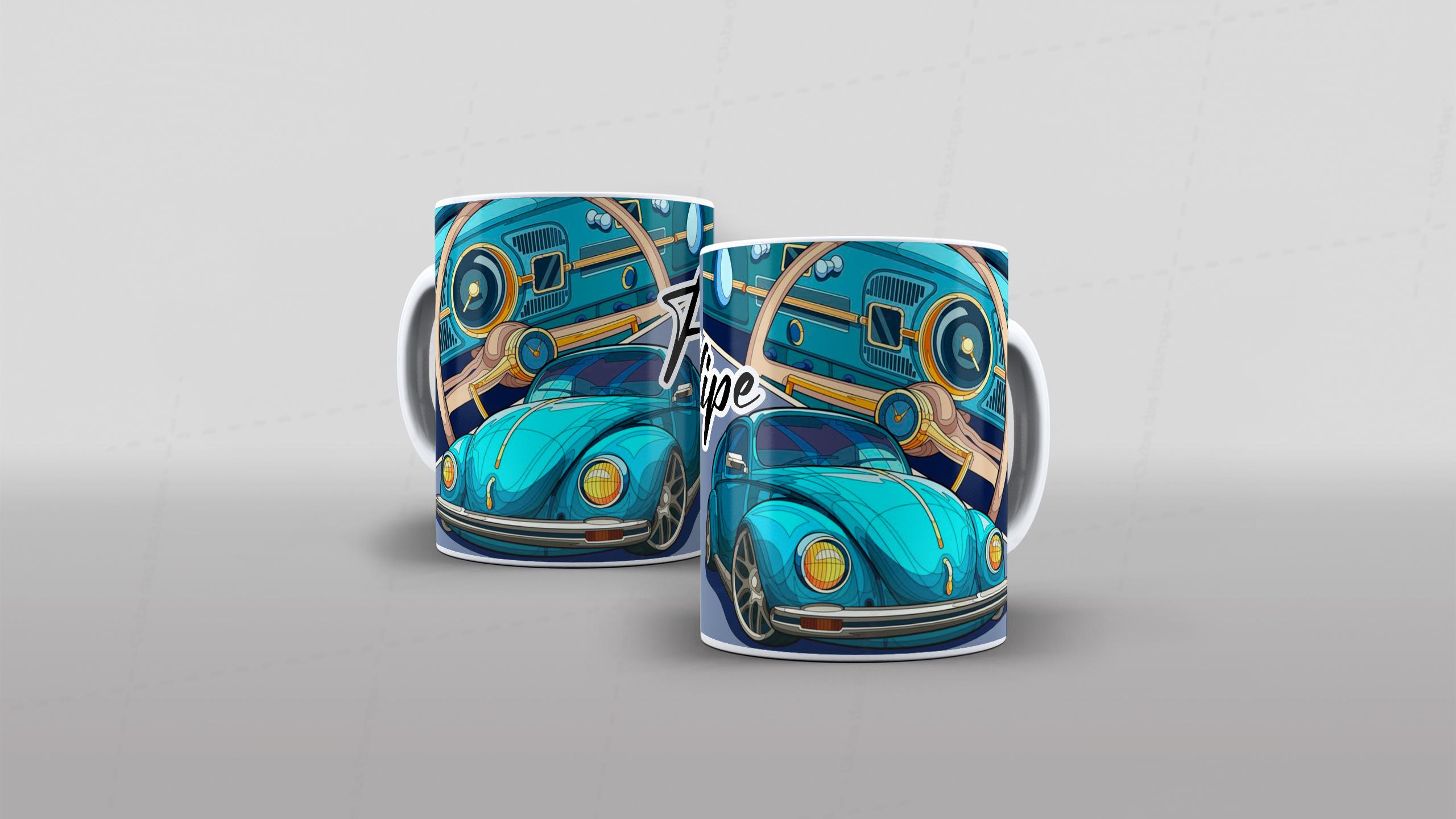 Arte para caneca Fusca azul-7963